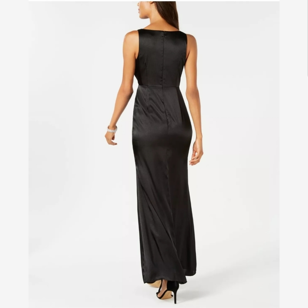 Adrianna Papell Sexy Black Sleeveless Slit Gown 18 - Picture 2 of 8